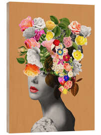 Wood print  Floral Potrait - Frida Floral Studio