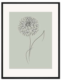 Gerahmter Kunstdruck Pusteblume auf grün-grau