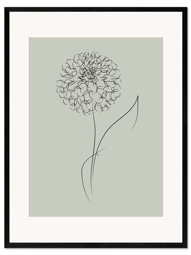 Impresión de arte enmarcada Diente de león en verde-gris
