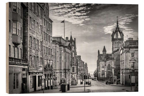 Wood print Morning impression from the Royal Mile