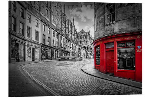 Gallery Print Roter Akzent in West Bow, Edinburgh