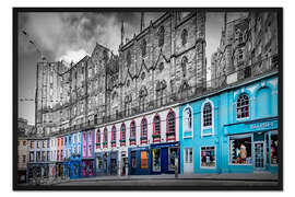 Gerahmter Kunstdruck Blauer Akzent, Victoria Street in Edinburgh