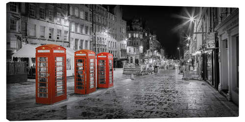 Leinwandbild Rote Telefonzellen auf der Royal Mile, Edinburgh