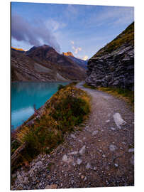 Aluminiumsbilde Hiking trail at Mattmark, Switzerland