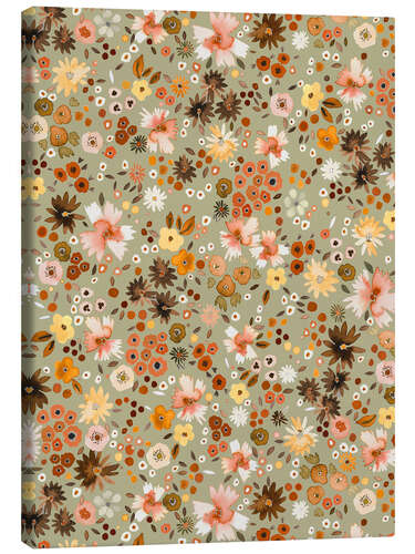 Canvas print Little Flowers on Sage Green