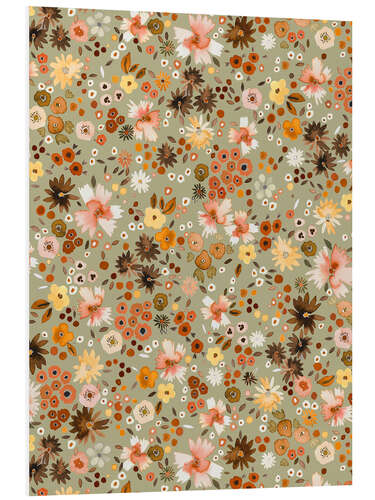 Foam board print Little Flowers on Sage Green