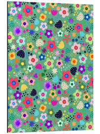 Cuadro de aluminio Psychedelic green floral pattern