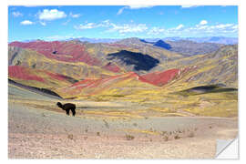 Vinilo para la pared Rainbow Mountains with Alpaca