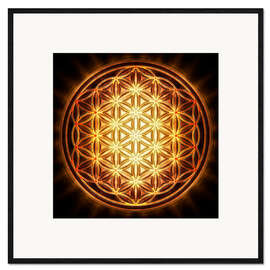 Impression artistique encadrée Flower of Life - Gold Sun