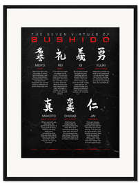 Gerahmter Kunstdruck Sieben Tugenden des Bushido, schwarz