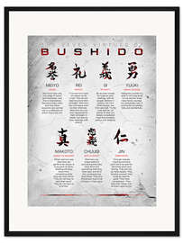 Gerahmter Kunstdruck Sieben Tugenden des Bushido, grau