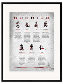 Framed art print Seven Virtues of Bushido, grey