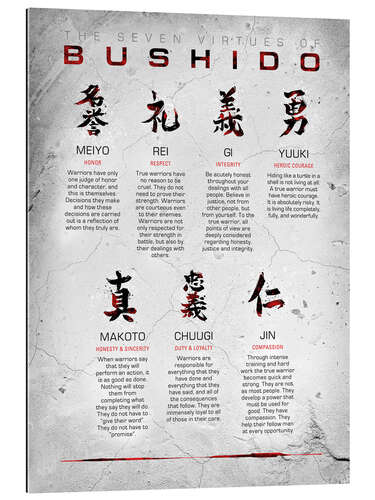 Stampa su plexi-alluminio Seven Virtues of Bushido, grey