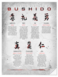 Naklejka na ścianę Seven Virtues of Bushido, grey