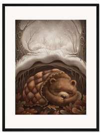 Gerahmter Kunstdruck Bär schläft in seiner Höhle