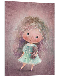 Foam board print Little girl with toy bear