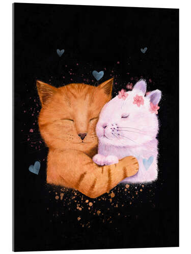 Acrylic print Cat and rabbit - forever love