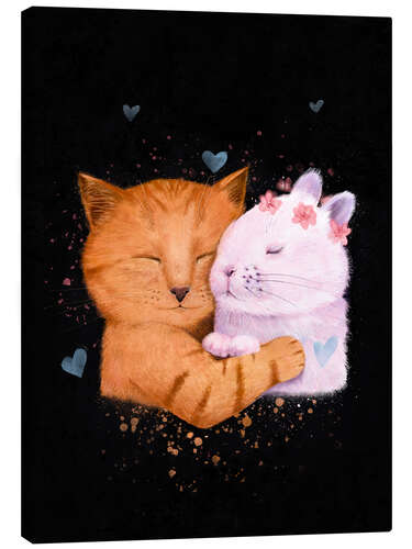 Canvas print Cat and rabbit - forever love