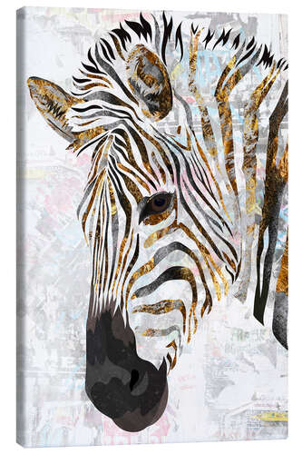 Lerretsbilde Zebra Gold and White