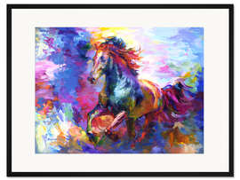 Gerahmter Kunstdruck Farbenfrohes Pferd