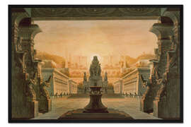 Gerahmter Kunstdruck Bühnenbild für die Oper "Zauberflöte", von W. A. Mozart, 1816