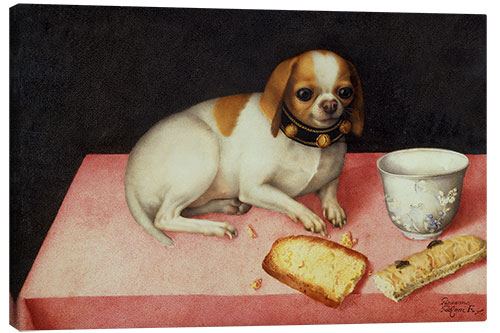 Tableau sur toile Puppy with Bread Slice