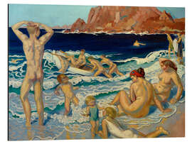 Aluminium print Beach with Boat and Naked Man, 1924