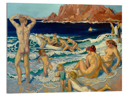 Gallery Print Strand mit Boot und nacktem Mann, 1924