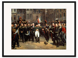Gerahmter Kunstdruck Napoloen verabschiedet sich von seiner Garde in Fontainebleau am 20. April 1814