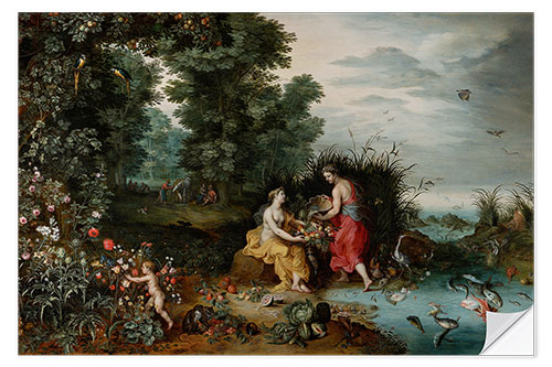 Selvklebende plakat Allegory of Earth and Water, 1650