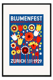 Gerahmter Kunstdruck Blumenfest Zürich, 1929