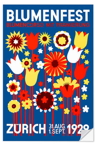 Selvklebende plakat Flower Festival Zurich, 1929