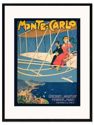 Kunsttryk i ramme Flight Competition in Monaco, Poster, 1910