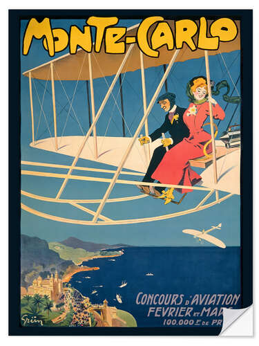 Selvklebende plakat Flight Competition in Monaco, Poster, 1910