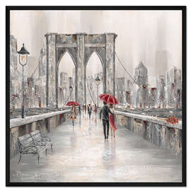 Gerahmter Kunstdruck Rosen auf der Brooklyn Bridge