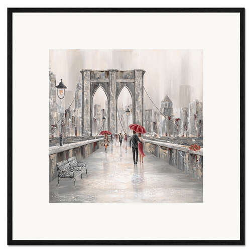 Gerahmter Kunstdruck Rosen auf der Brooklyn Bridge