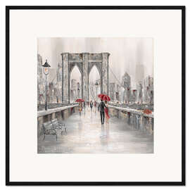 Gerahmter Kunstdruck Rosen auf der Brooklyn Bridge