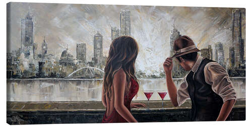 Canvas print Drinks By the Yarra River, Melbourne Vibes