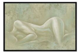 Gerahmter Kunstdruck Regeneration Smaragdgrün, weiblicher Akt