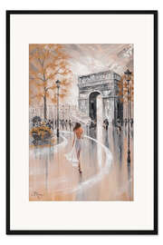 Gerahmter Kunstdruck Frau mit Regenschirm, Pariser Flair