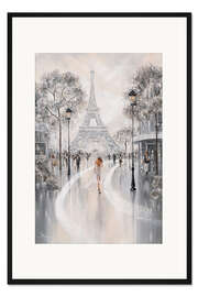 Gerahmter Kunstdruck Frau am Eiffelturm, Pariser Flair I