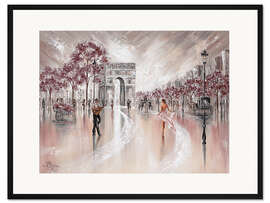 Gerahmter Kunstdruck Straße in Paris, Romantisches Flair