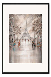 Gerahmter Kunstdruck Ein Drink am Eiffelturm, Pariser Flair