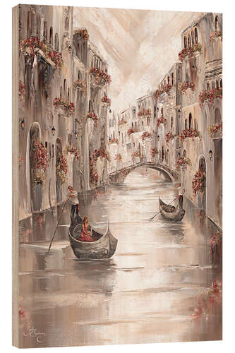 Tableau en bois Pretty Peaceful Canal, Venice Charm