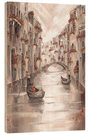 Hout print Pretty Peaceful Canal, Venice Charm