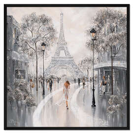 Gerahmter Kunstdruck Frau am Eiffelturm, Pariser Flair II