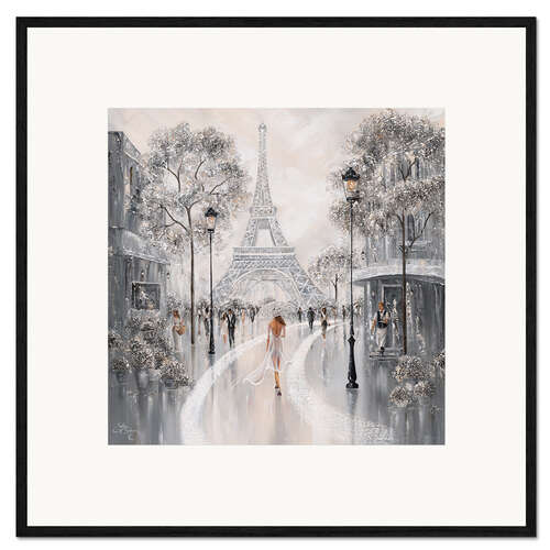 Framed art print Woman at the Eiffel Tower, Paris Flair II