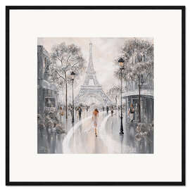 Framed art print Woman at the Eiffel Tower, Paris Flair II