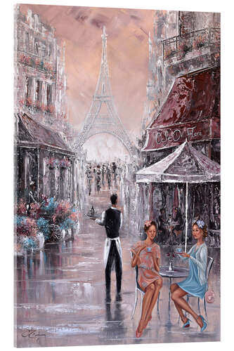 Tableau en verre acrylique Chit Chat in a Parisian Cafe