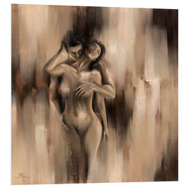 Foam board print Embraced, couple nude